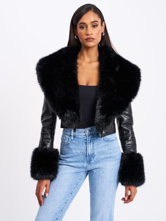 Ziah Cropped Jacket — Black | Miss Circle