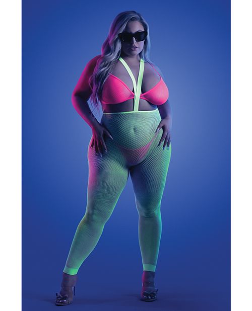 Come Alive Glow G-String Suspender Set — Neon Pink & Green 🌙