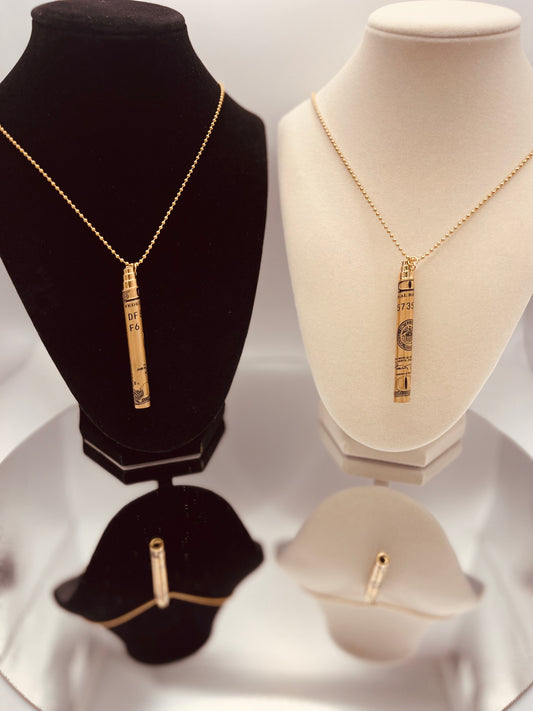 Rolled Up 100 Dollar Bill Straw Necklace