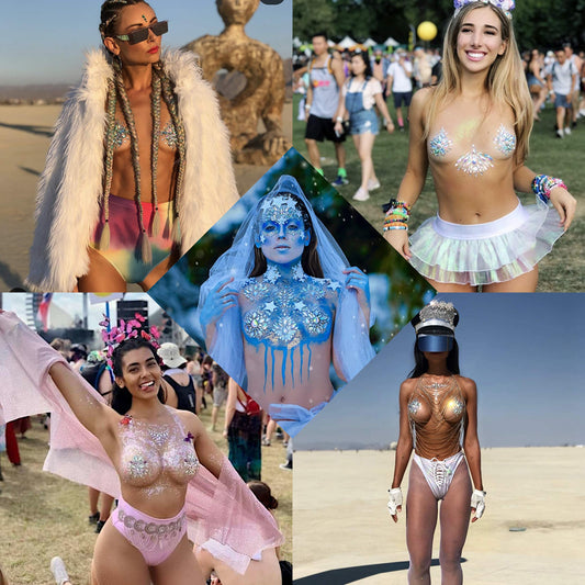 Iridescent Body Jewel Set — Pasties, Cleavage Gems, or Face Crystals