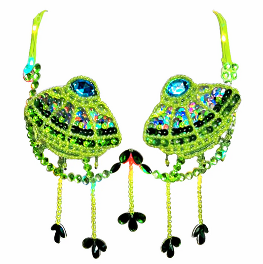⭐ Neon UFO Festival Bra - UV Reactive Green | Neva Nude