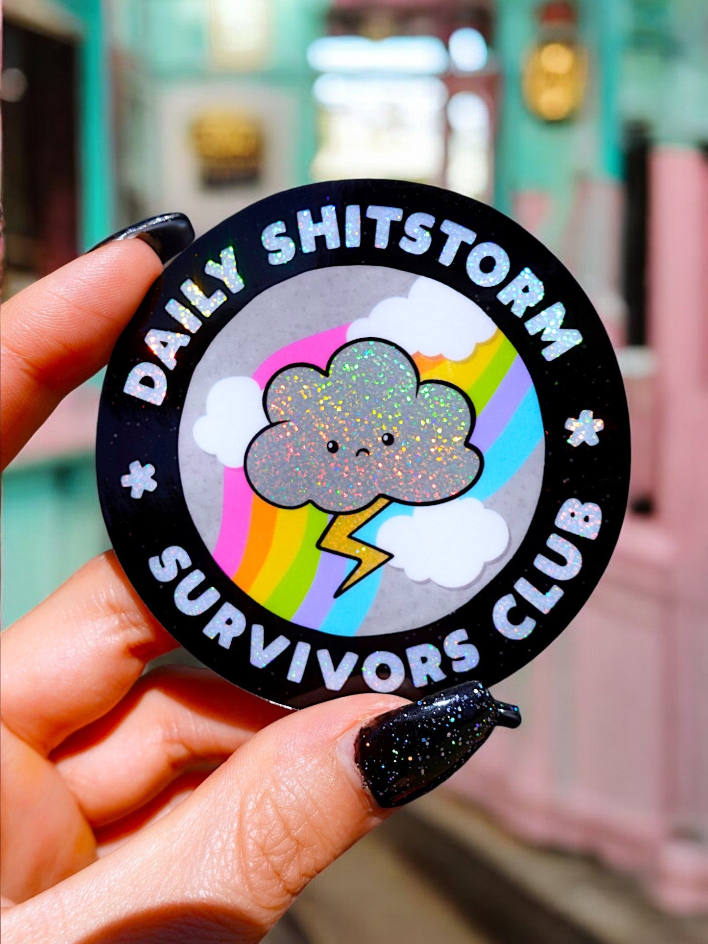 Daily Shitstorm Survivors Club Glitter Holographic Sticker
