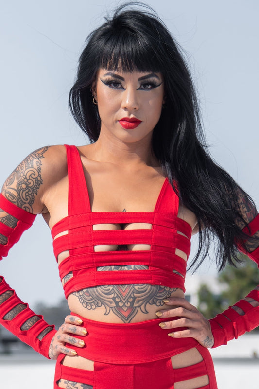 Cage Bra — Red Cotton | Five and Diamond