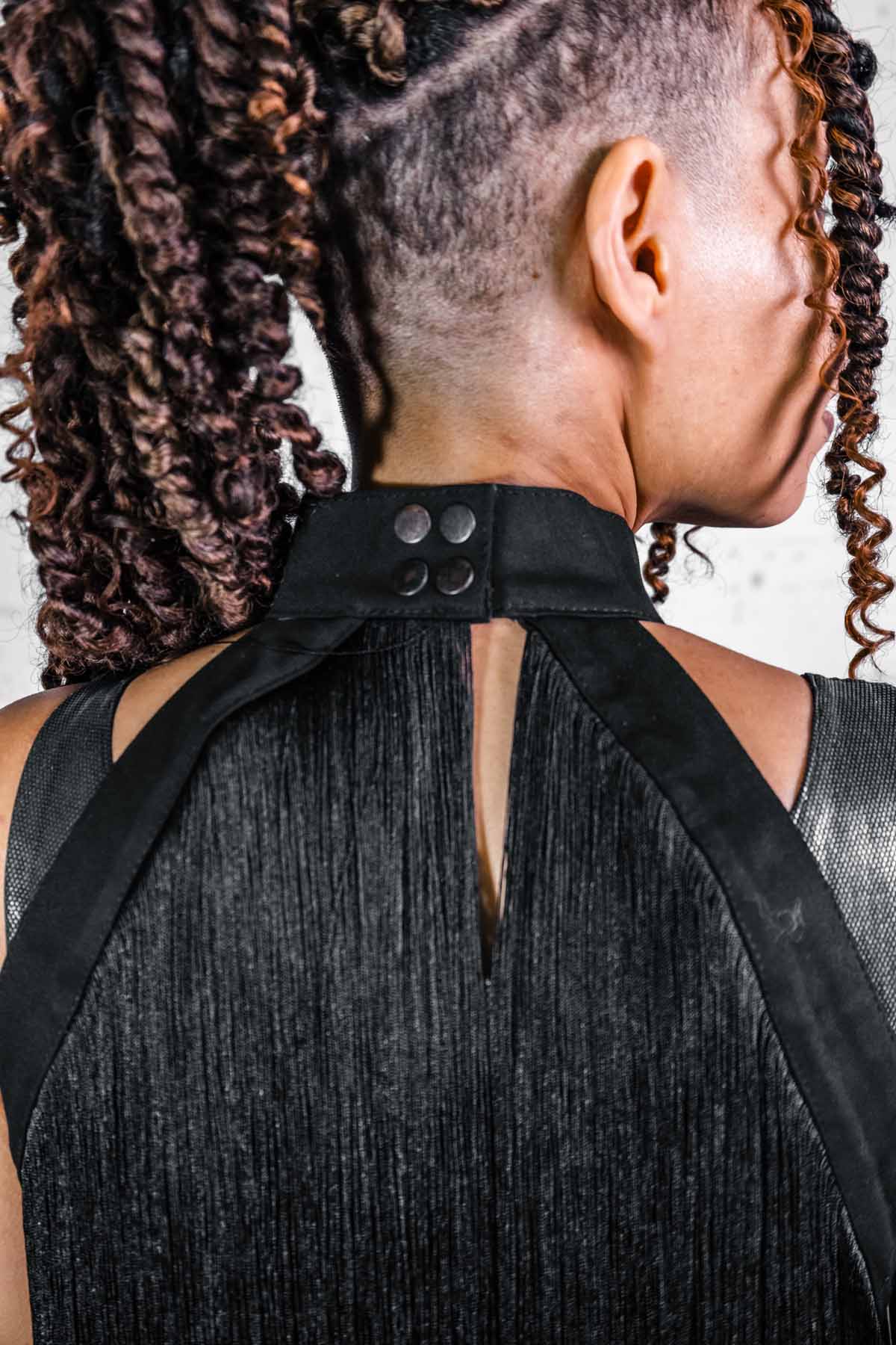 Fringe Halter — Dense Fringe Convertible Collar in Black | Five and Diamond
