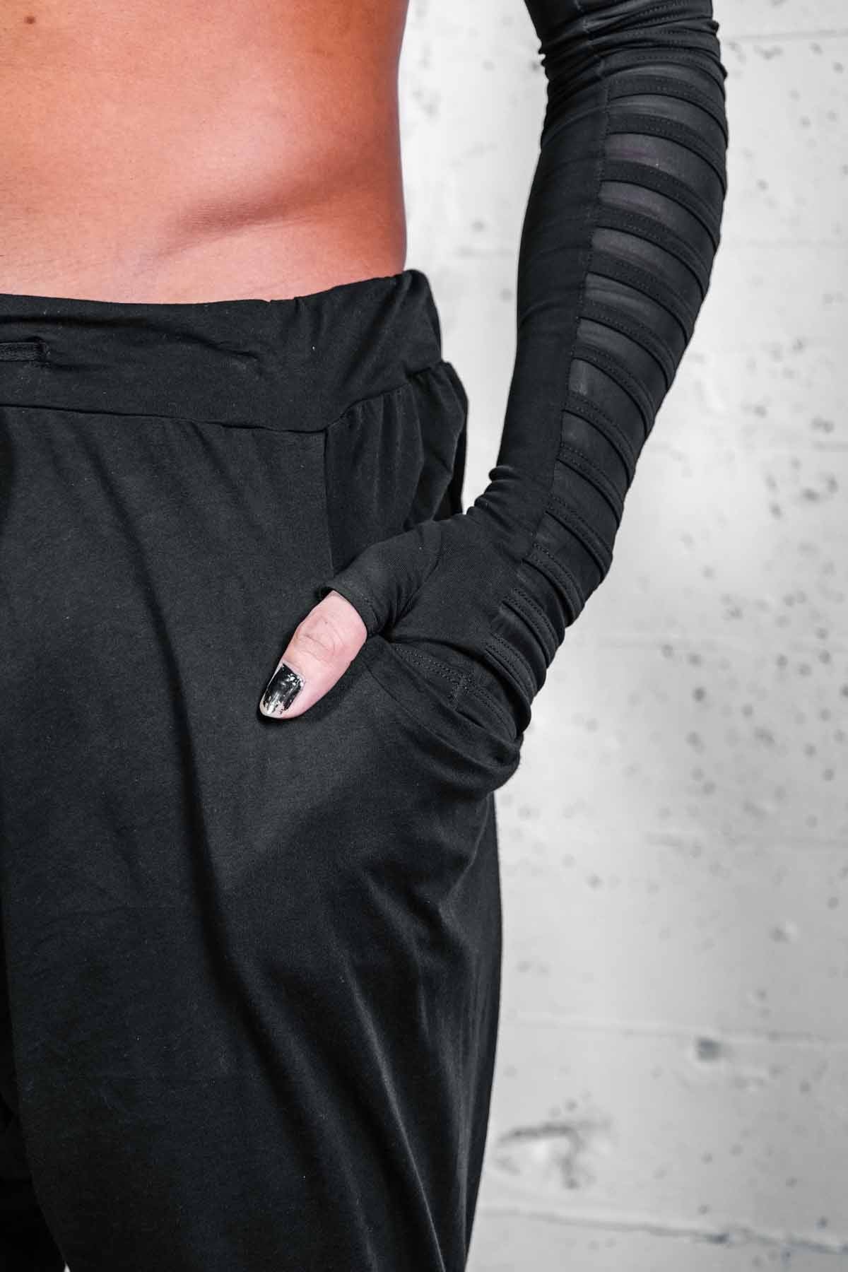 Opera Length Gamut Gloves — Black Cotton & Mesh | Five and Diamond