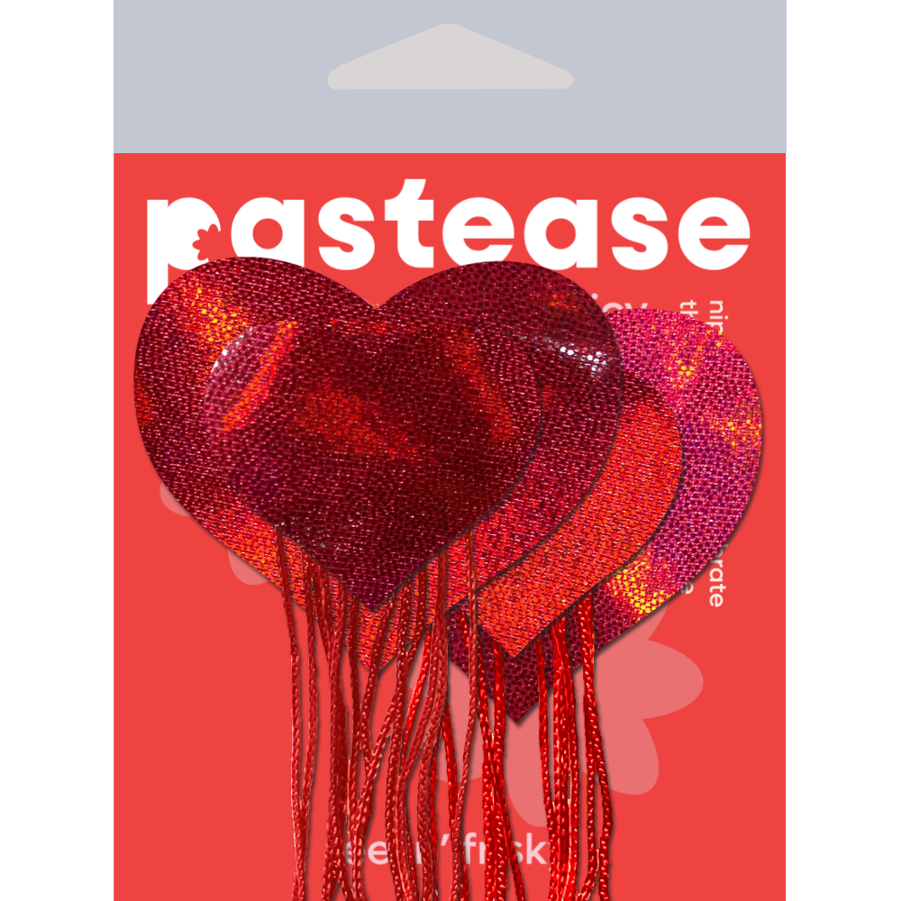 Heart Tassel Pasties — Red Holographic | Pastease