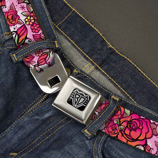 Born to Blossom Pink Roses Seatbelt Belt