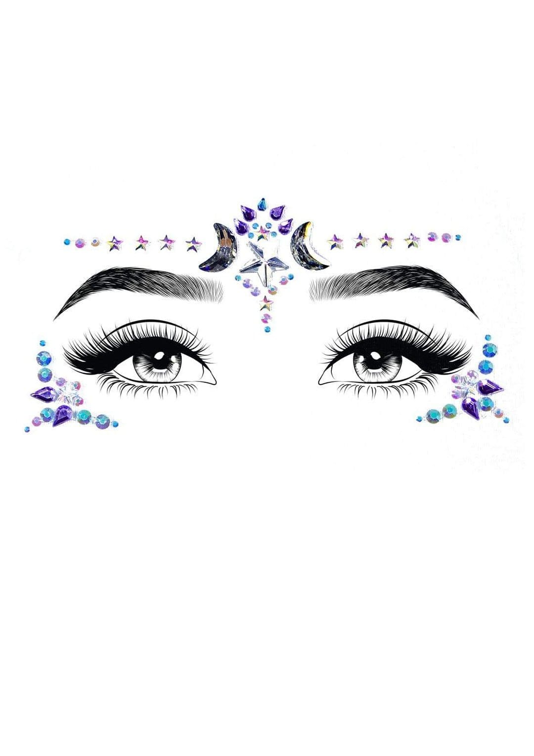 Celestial Moon Face Jewels — Amethyst & Sapphire Glow