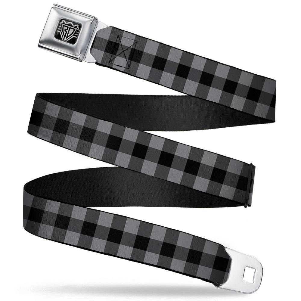 Buffalo Plaid Black + Gray Seatbelt Belt