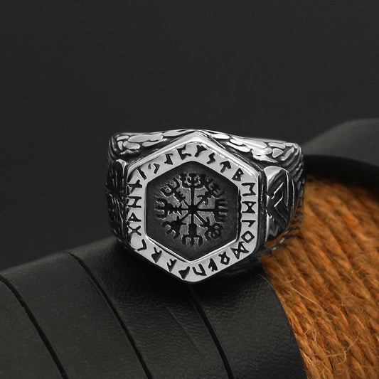 Helm of Awe Rune Ring — Stainless Steel
