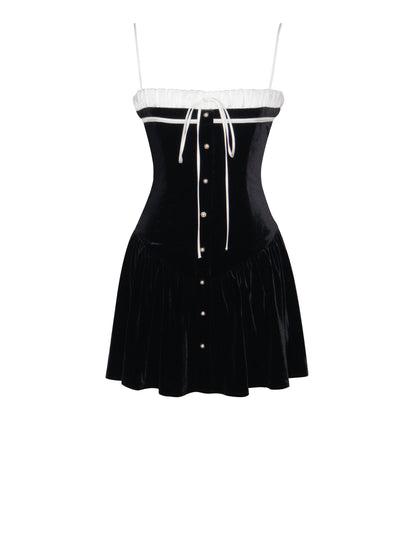 Velvet Hour Corset Mini — Black & Ivory