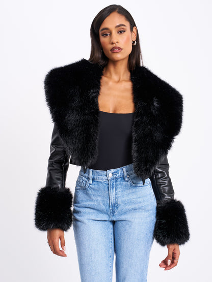 Ziah Cropped Jacket — Black | Miss Circle