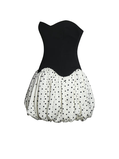 Dahliana Corset Bubble Mini — Noir Polka