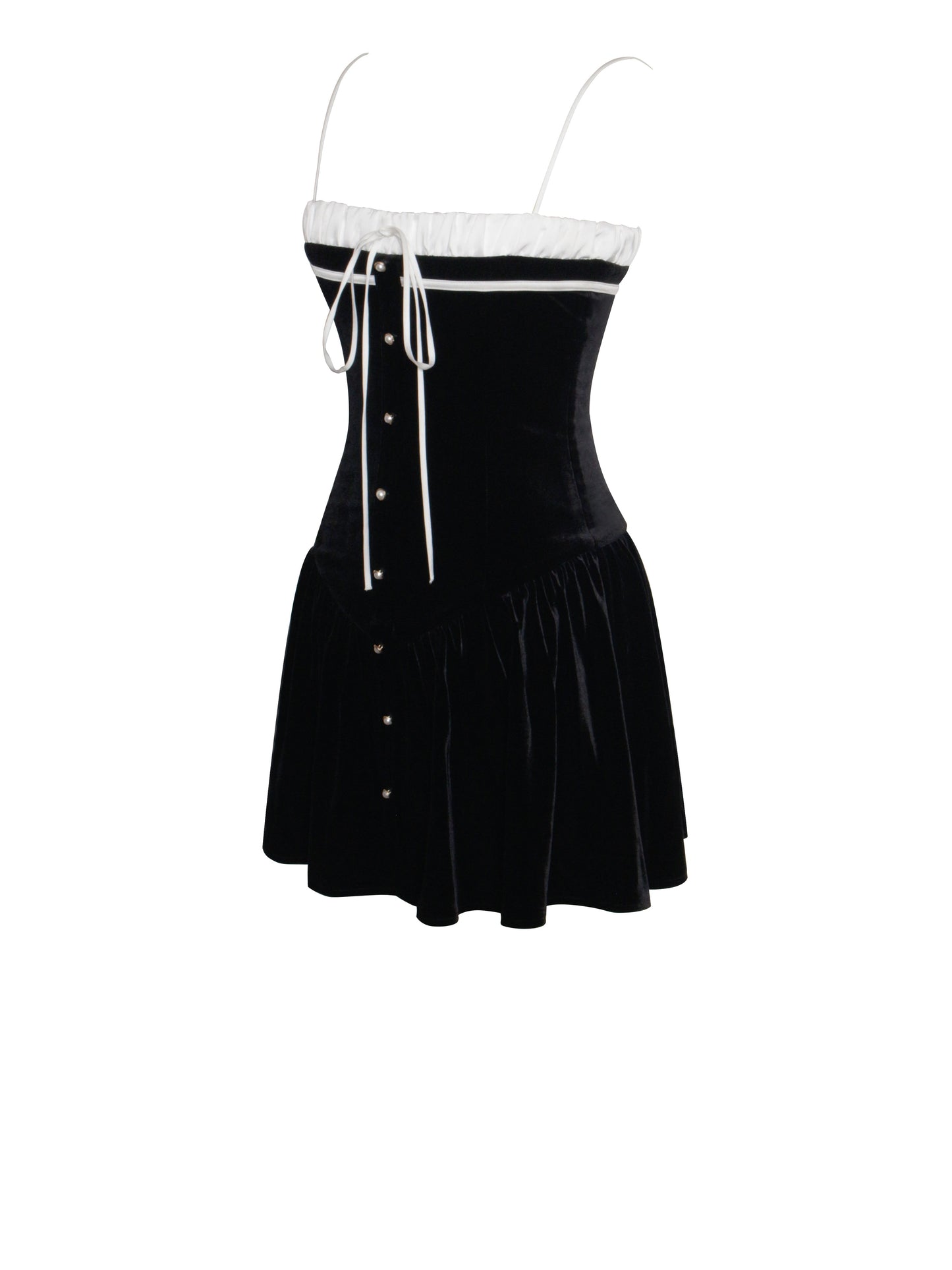 Velvet Hour Corset Mini — Black & Ivory