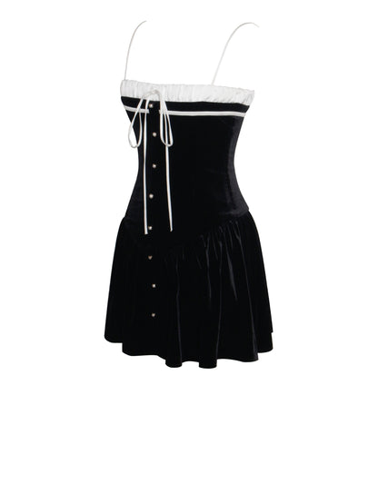 Velvet Hour Corset Mini — Black & Ivory