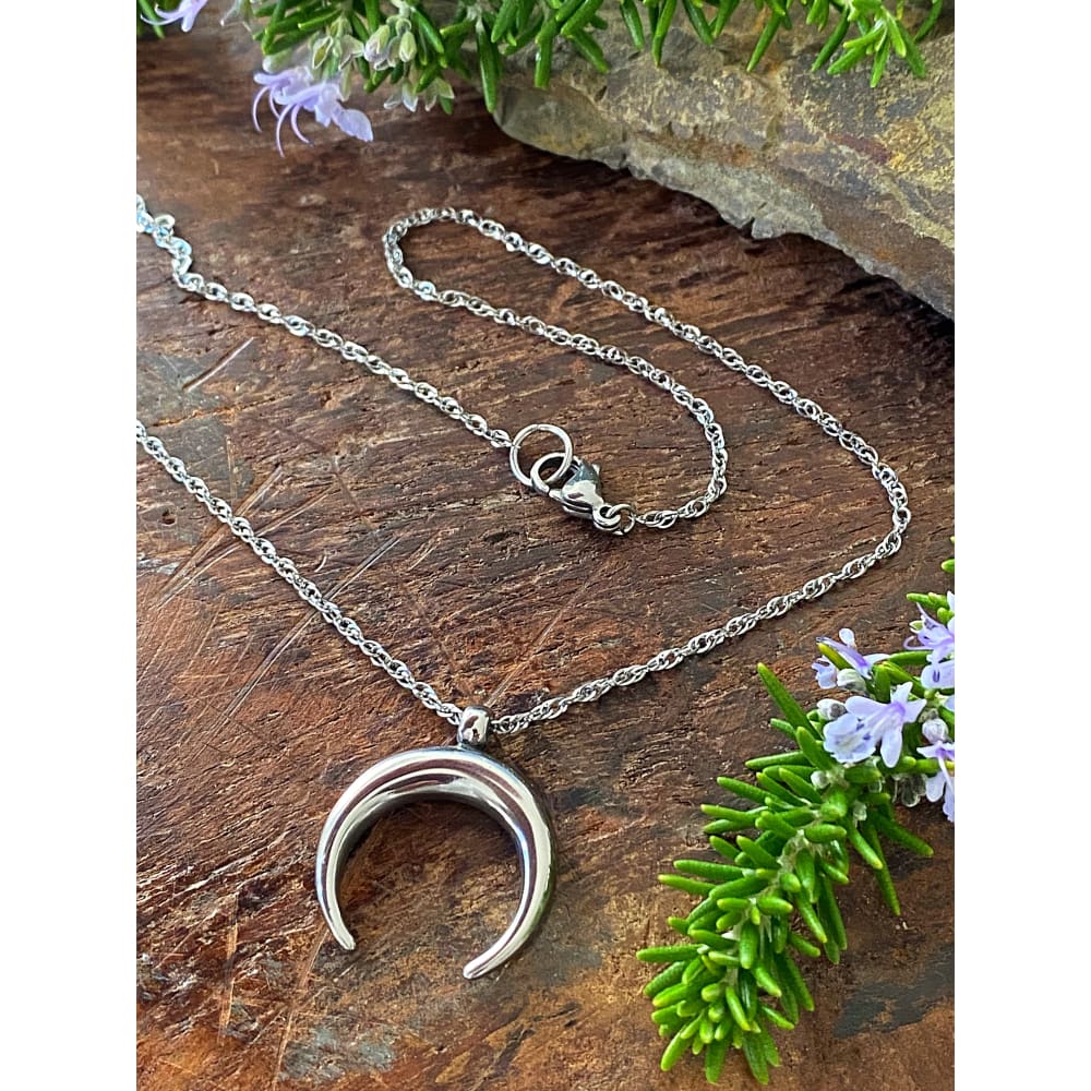 Crescent Moon Necklace — Stainless Steel