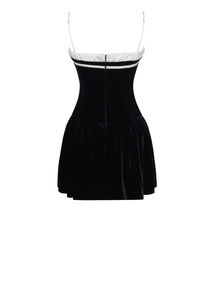 Velvet Hour Corset Mini — Black & Ivory