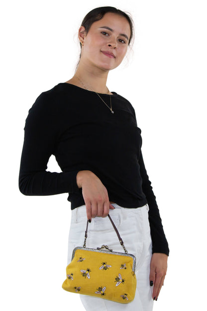 Honeybee Kisslock Handbag — Black