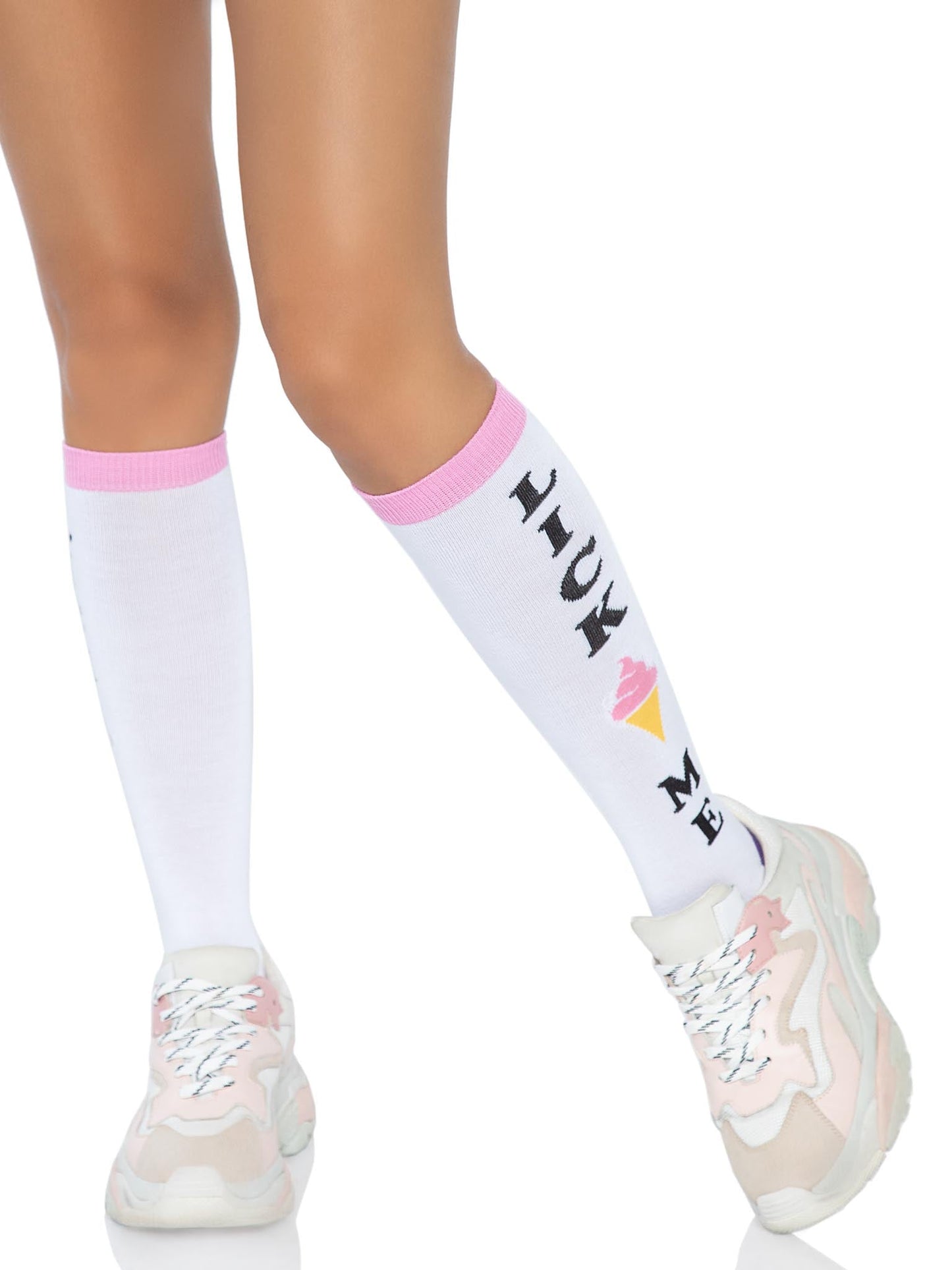 Ice Cream Knee Socks — “Lick Me” Pastel Colorblock