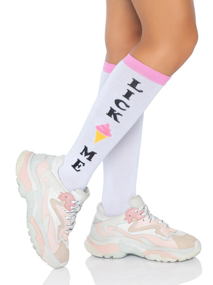 Ice Cream Knee Socks — “Lick Me” Pastel Colorblock