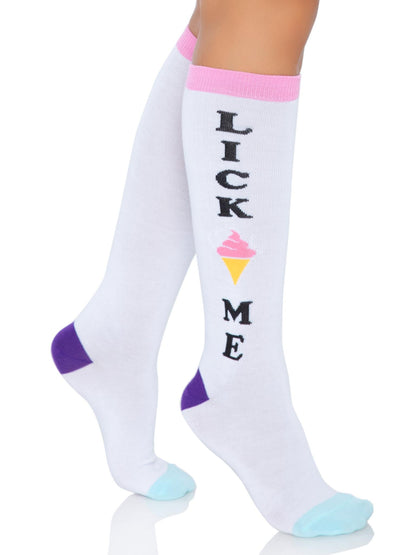 Ice Cream Knee Socks — “Lick Me” Pastel Colorblock