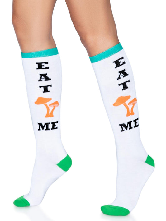 Knee Socks — “Eat Me” Mushroom