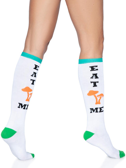 Knee Socks — “Eat Me” Mushroom