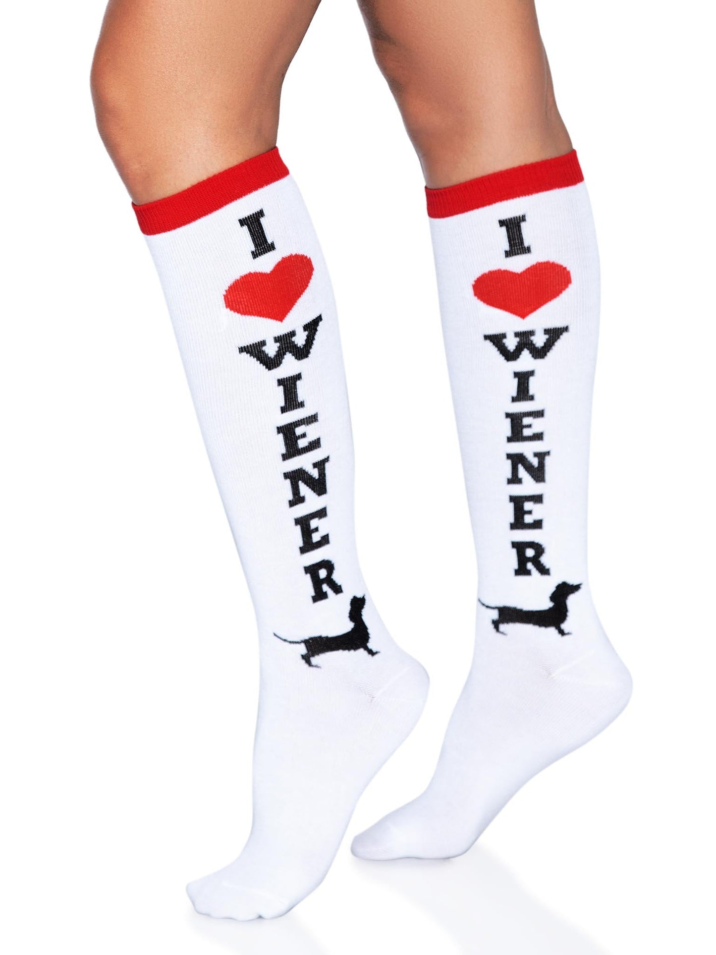 Dachshund Knee Socks — “I ♥ Wiener”