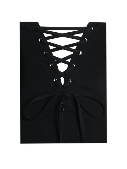 Dahliana Corset Bubble Mini — Noir Polka