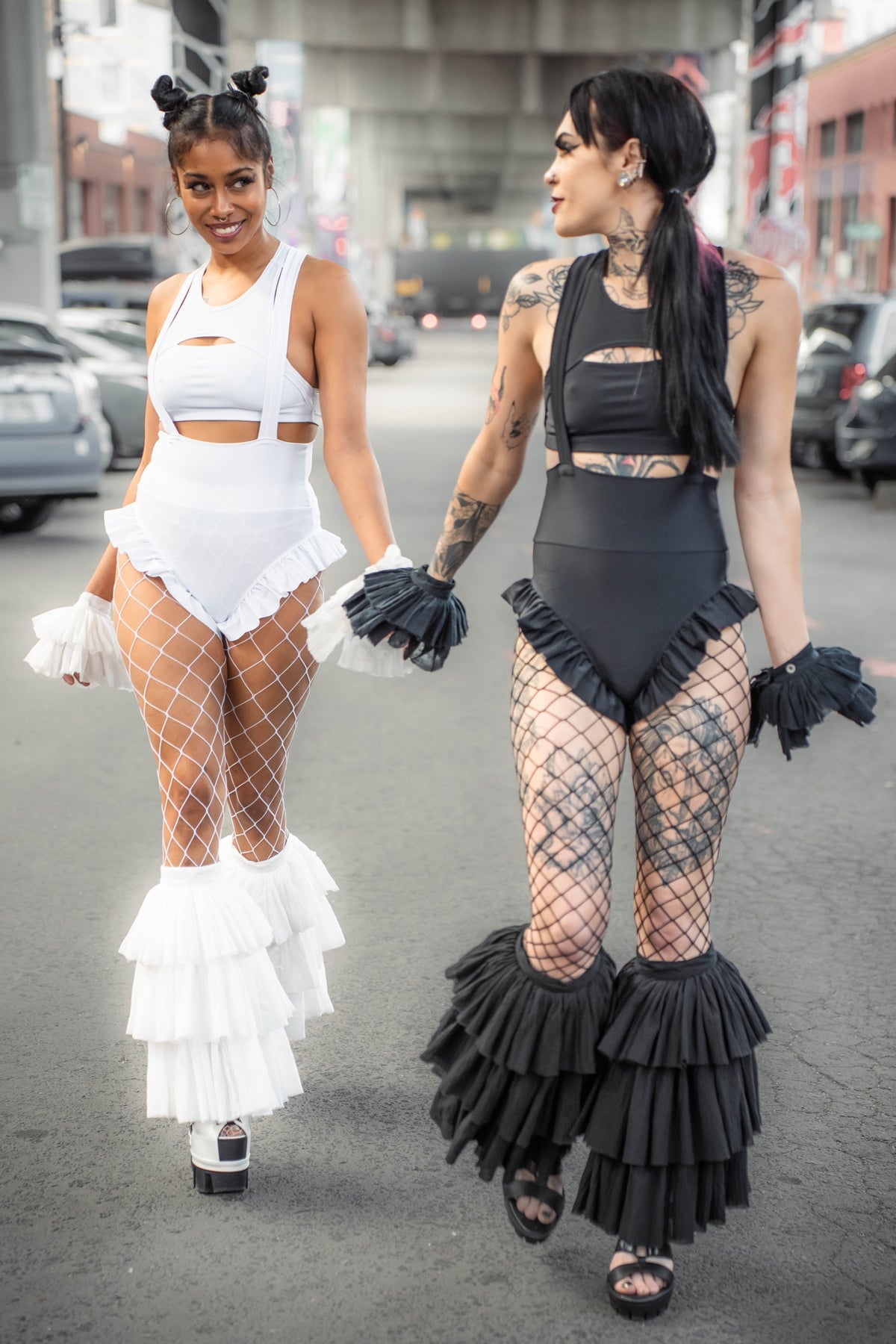 Dandy Ruffle Bell Bottom Leg Covers — White Cotton | Eyecon x Five and Diamond