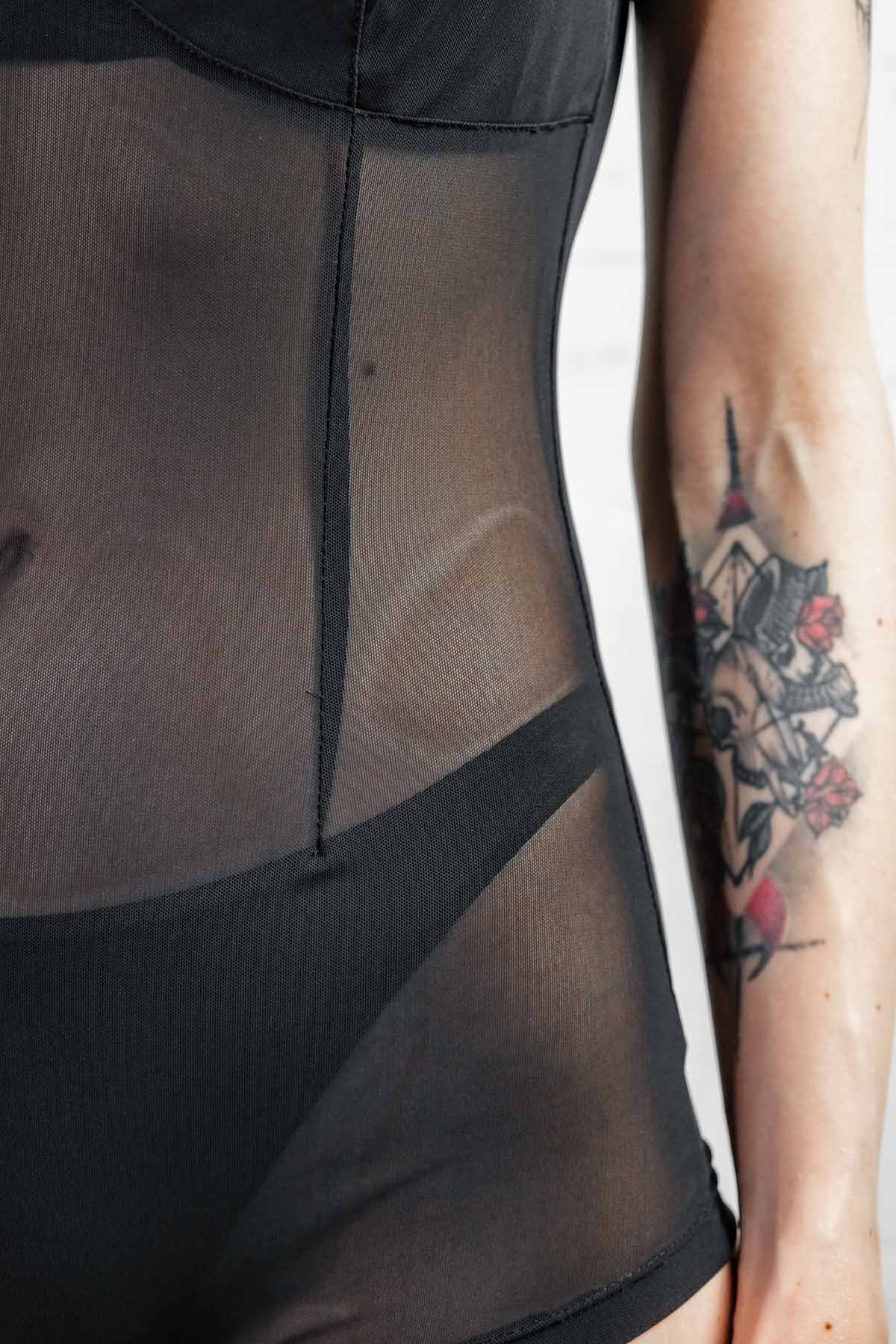 Pin-Up Mesh Playsuit — Black | 5D x Eyecon