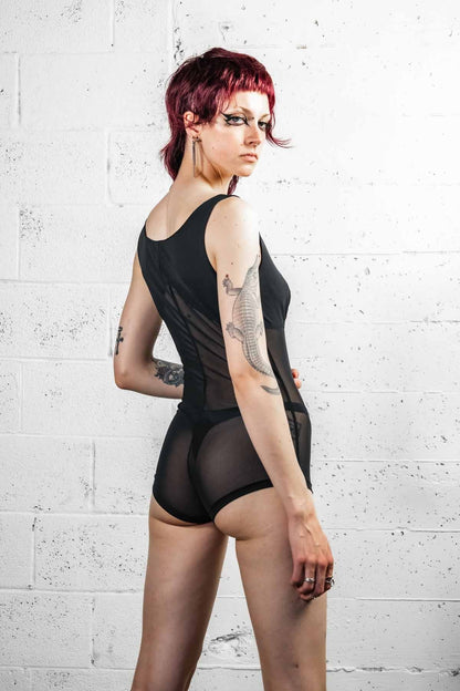 Pin-Up Mesh Playsuit — Black | 5D x Eyecon