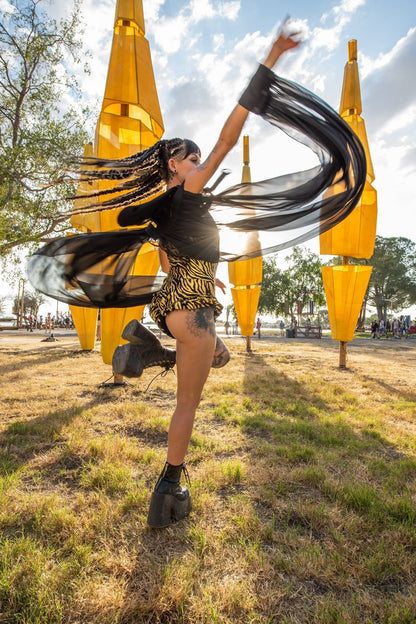 Nocturne Flow Hood — Chiffon Winged Hooded Layer | Five and Diamond