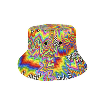 Dripped Spectrum Bucket Hat — Black, White & Rainbow