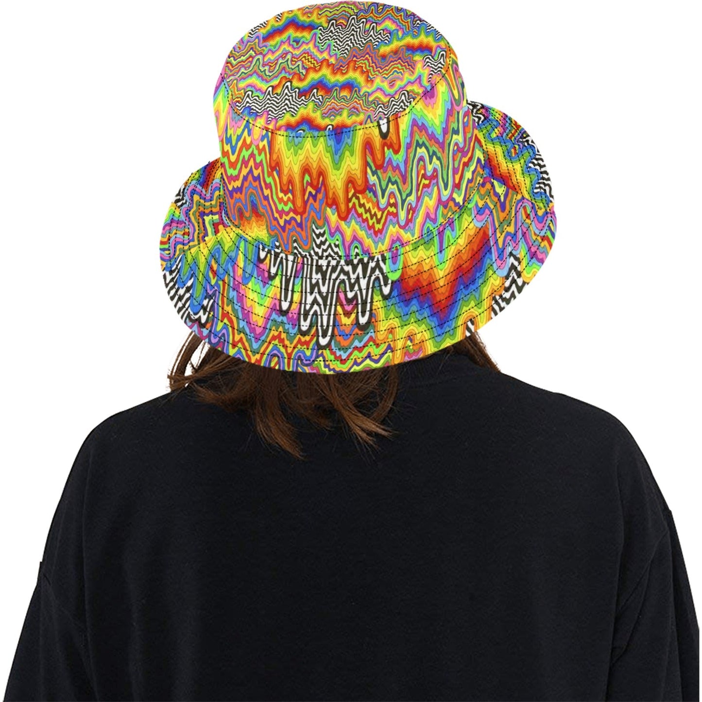 Dripped Spectrum Bucket Hat — Black, White & Rainbow