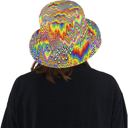 Dripped Spectrum Bucket Hat — Black, White & Rainbow