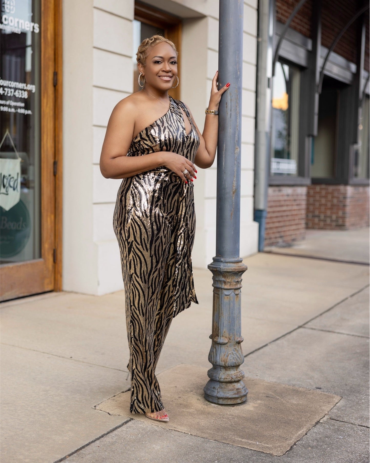 Golden Mirage Sequin Jumpsuit — Animal Print