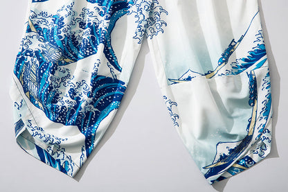 Koi Wave Lightweight Lounge Pants — Black