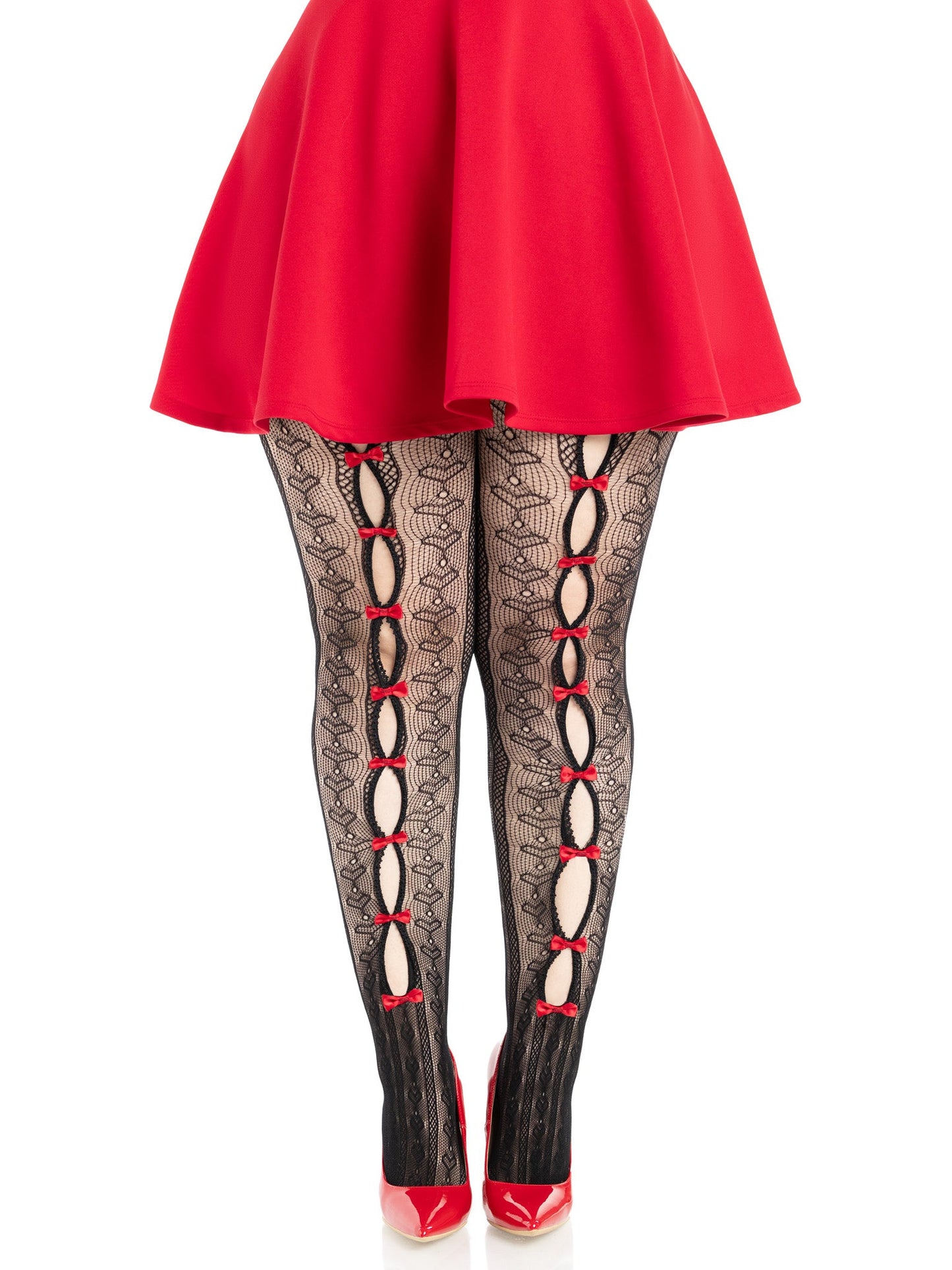 Sweetheart Bow Net Tights — Black, White, or Pink