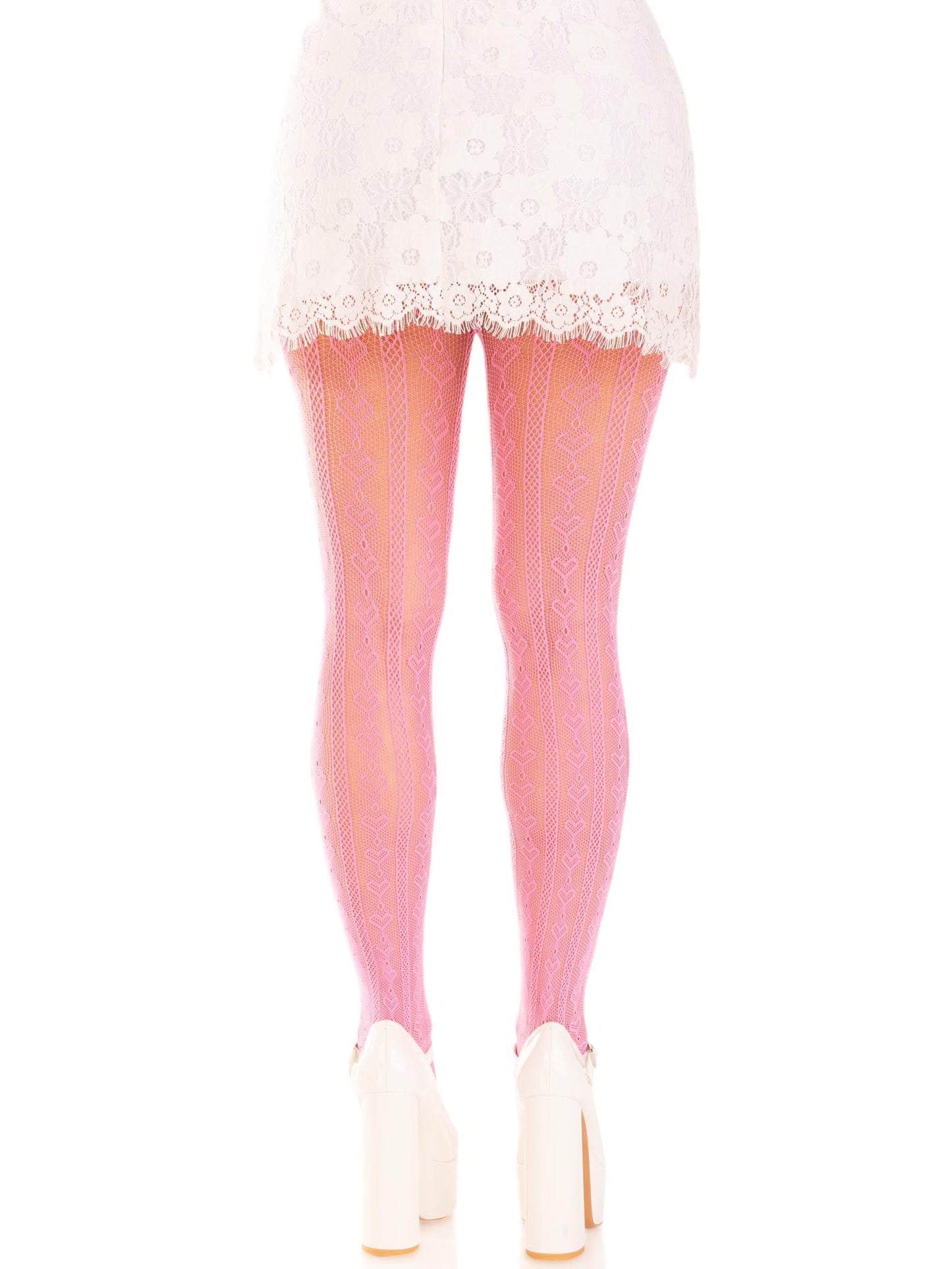 Sweetheart Bow Net Tights — Black, White, or Pink