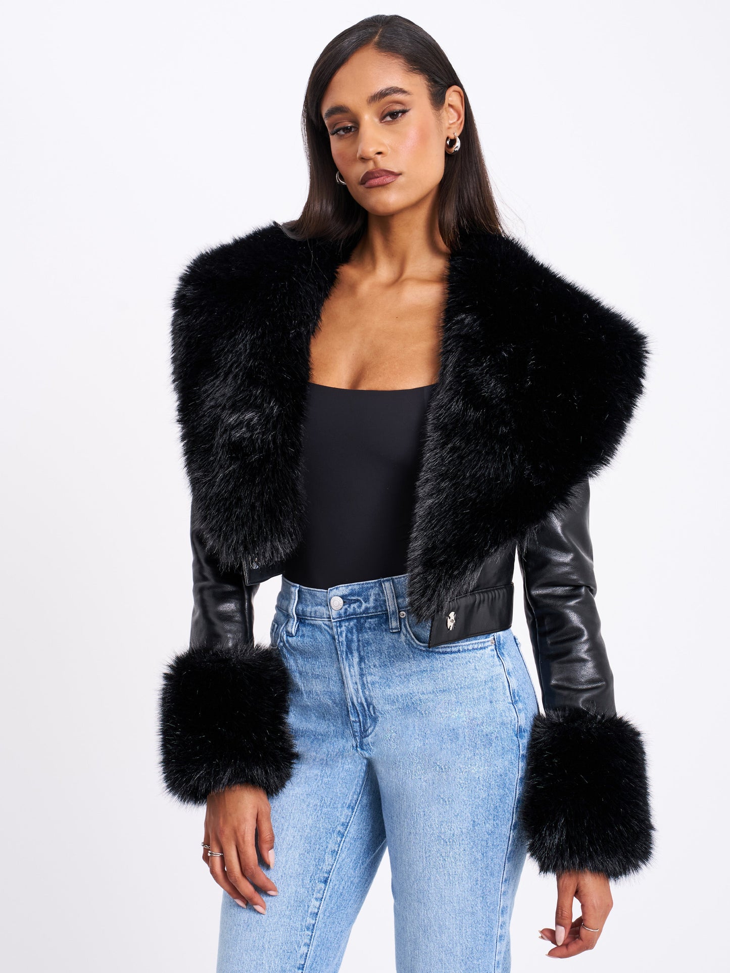 Ziah Cropped Jacket — Black | Miss Circle