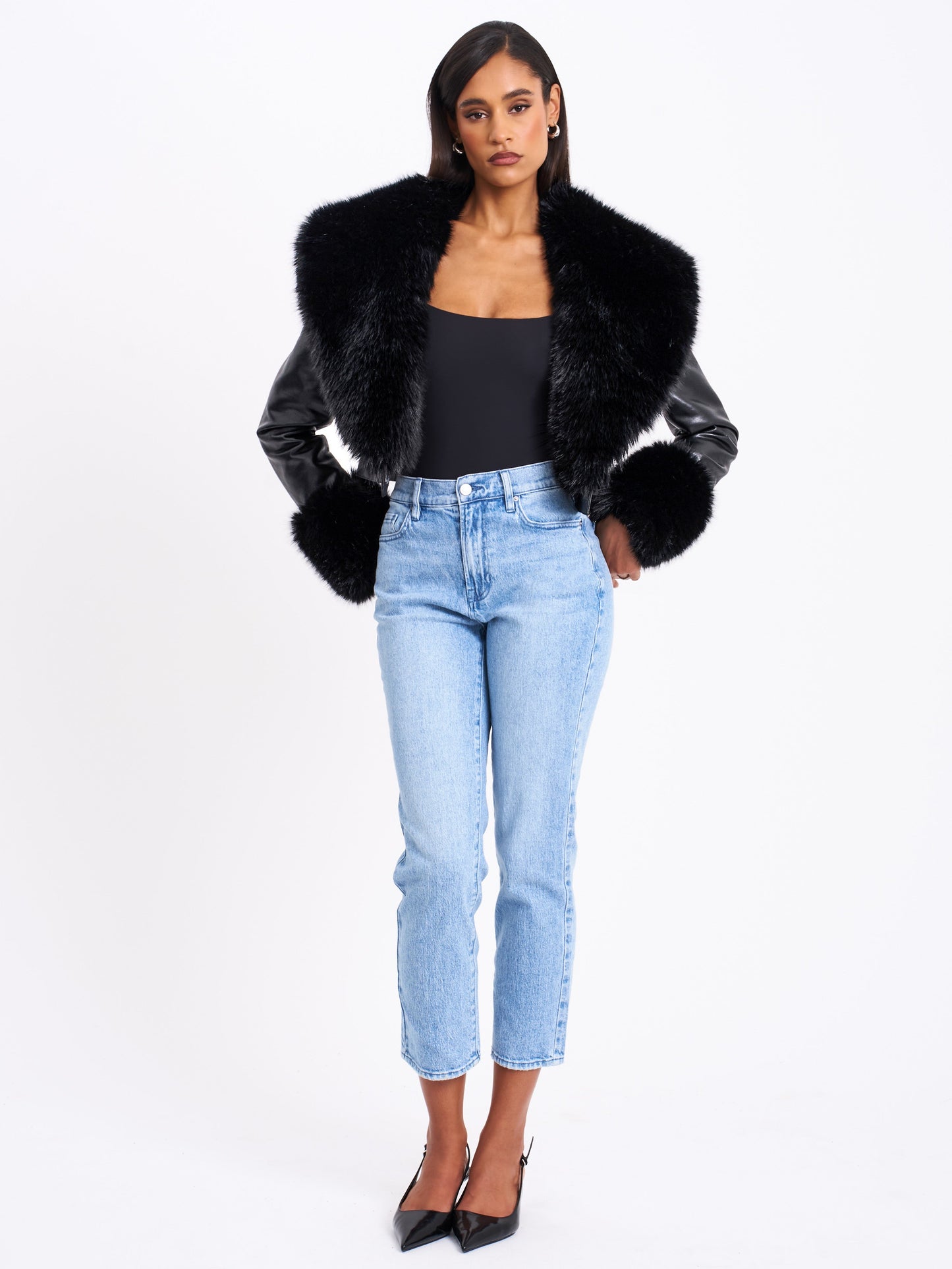 Ziah Cropped Jacket — Black | Miss Circle