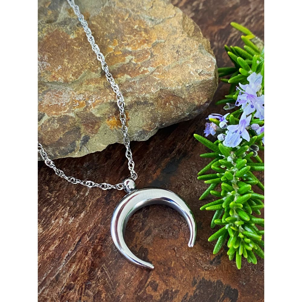 Crescent Moon Necklace — Stainless Steel