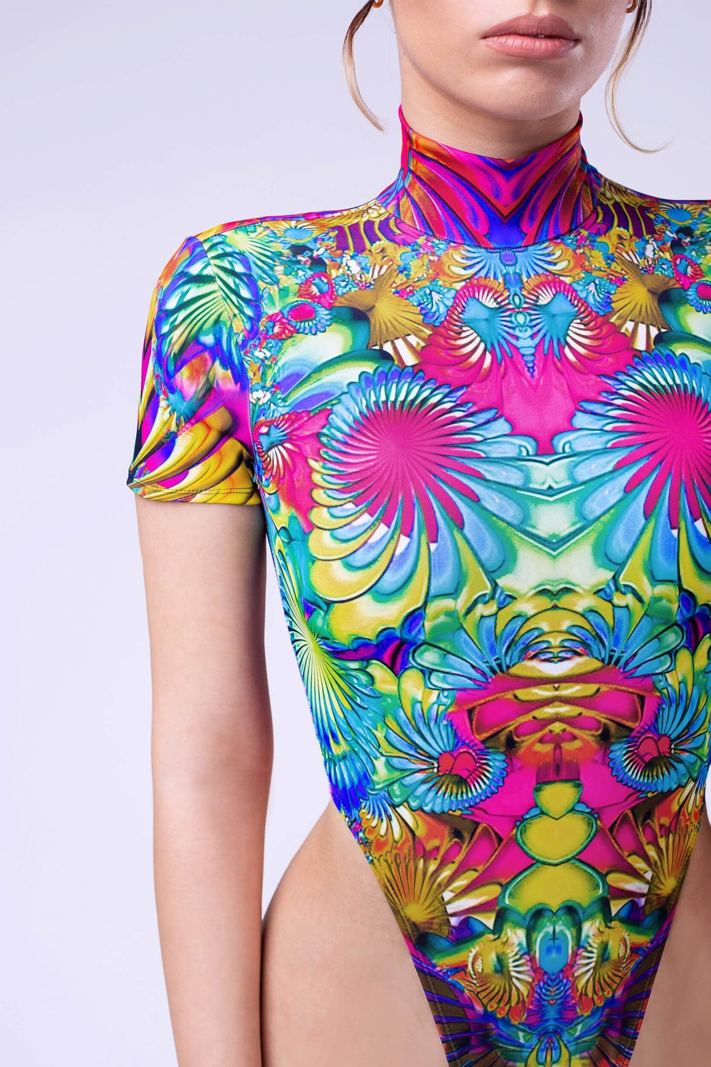⭐ Kaleidoscopic Blossom Cutout Back Bodysuit | BADINKA
