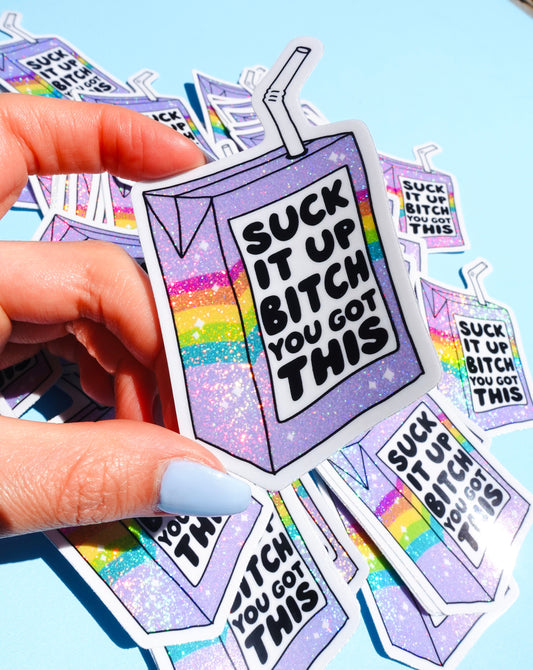 Rainbow Juice Box Sticker — Tough Love Edition