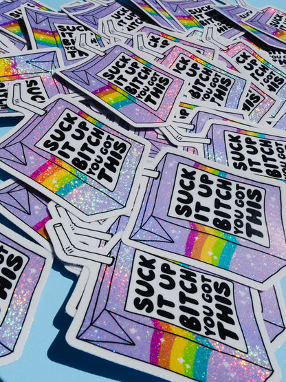 Rainbow Juice Box Sticker — Tough Love Edition