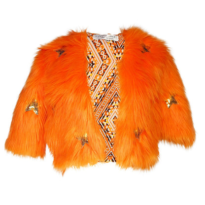 Planet Queen Faux Fur Jacket — Orange | Jennafer Grace