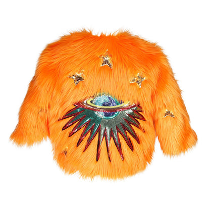 Planet Queen Faux Fur Jacket — Orange | Jennafer Grace