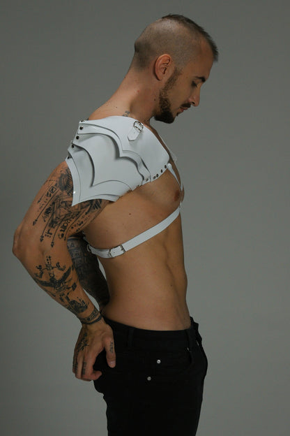 Gloss Leather Shoulder Harness — Structured X Frame Black / White | Maison Appétit