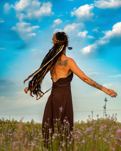 Sacred Flow Tribal Halter Top — Cream or Brown